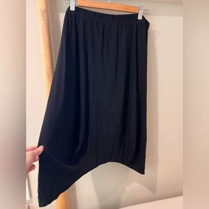 Eileen Fisher asymmetrical hem black jersey knit lagenlook skirt sz large